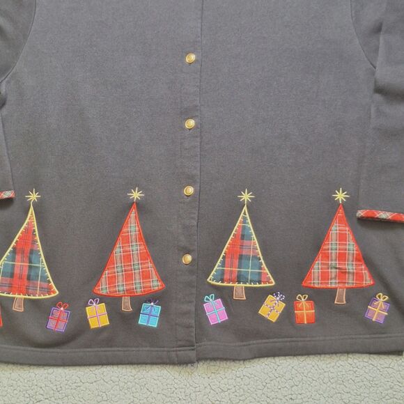C.S.T. Sport Holiday Christmas Jacket Button Up Women's Size 2X Embroidered - Picture 2 of 11